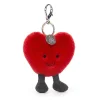 JELLYCAT AMUSEABLE HEART BAG CHARM RED & BLACK 16X9X3 CM