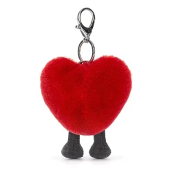 JELLYCAT AMUSEABLE HEART BAG CHARM RED & BLACK 16X9X3 CM