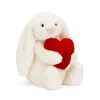 JELLYCAT BASHFUL RED LOVE HEART BUNNY ORIGINAL MEDIUM CREAM & RED 31X9X12CM