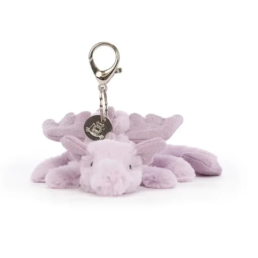 JELLYCAT LAVENDER DRAGON BAG CHARM LAVENDER & GLITTER 12X8X22 CM