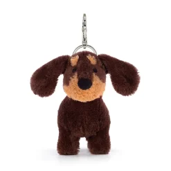 JELLYCAT OTTO SAUSAGE DOG BAG CHARM BROWN 11X4X11CM