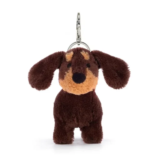JELLYCAT OTTO SAUSAGE DOG BAG CHARM BROWN 11X4X11CM