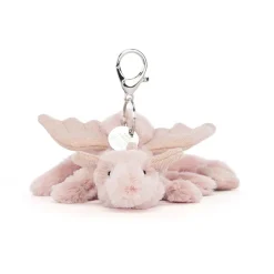 JELLYCAT ROSE DRAGON BAG CHARM PINK & GLITTER 12X8X22 CM
