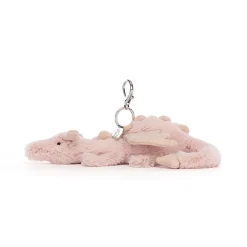 JELLYCAT ROSE DRAGON BAG CHARM PINK & GLITTER 12X8X22 CM