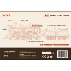 Robotime ROKR Prime Steam Express MC501-1:80 Scale Model Train