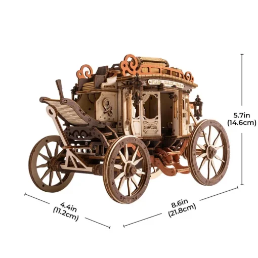 Robotime ROKR Stagecoach Mechanical Music Box 3D Wooden Puzzle AMKA1
