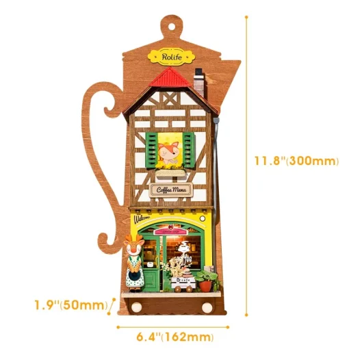Robotime Rolife Lazy Coffee House DIY Wall Hanging Miniature House Kit DS020