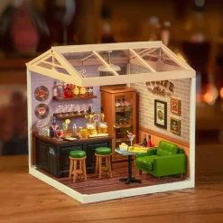 Robotime Rolife Leisurely Cheers Bar DIY Plastic Miniature House DW012