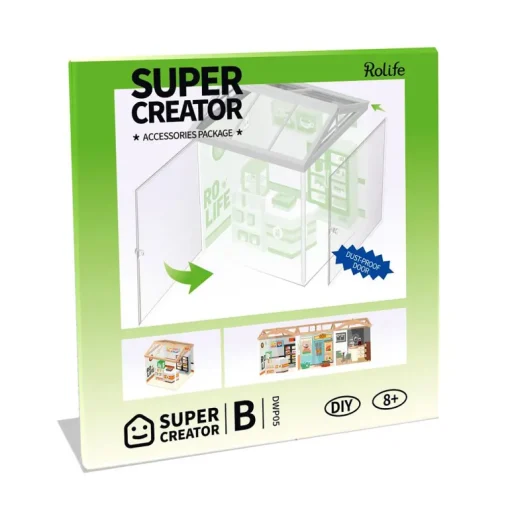 Robotime Rolife Roof DWP02 and Dust-proof Door DWP05 for Super Creator Plastic DIY Mini House