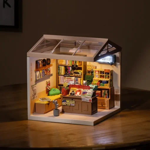 Robotime Rolife Super Creator Fascinating Book Store Plastic Miniature House kit DW004