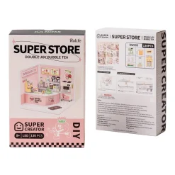 Robotime Rolife Super Creator Double Joy Bubble Tea Plastic DIY Miniature House Kit DW006