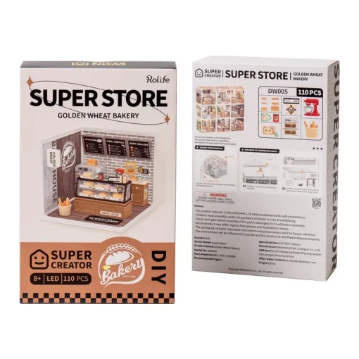 Robotime Rolife Super Creator Golden Wheat Bakery Plastic Miniature House kit DW005