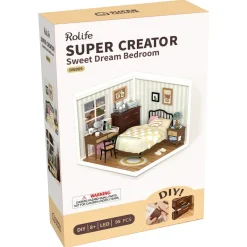 Robotime Rolife Sweet Dream Bedroom DIY Plastic Miniature House DW009