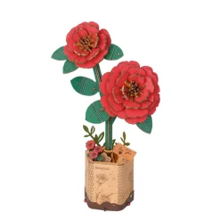 Robotime Rowood DIY Wooden Flower Red Camellia 3D Wooden Puzzle TW031