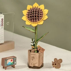 Robotime Rowood DIY Wooden Flower Sunflower 3D Wooden Puzzle TW011