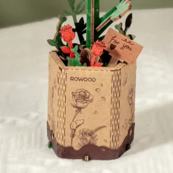 Robotime Rowood DIY Wooden Flower Red Rose 3D Wooden Puzzle TW042