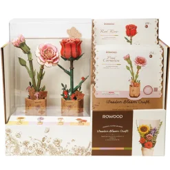 Robotime Rowood DIY Wooden Flower Red Rose 3D Wooden Puzzle TW042