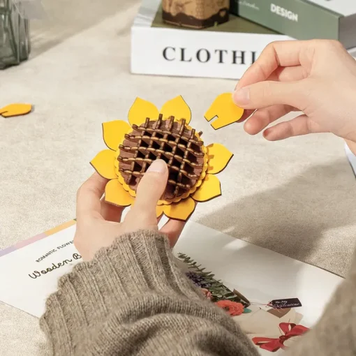 Robotime Rowood DIY Wooden Flower Bouquet TW01H 3D Wooden Puzzle
