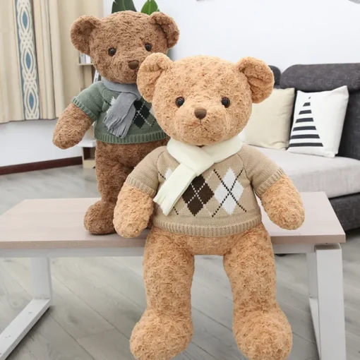 23" Scarf Sweater Teddy Bear - Chocolate