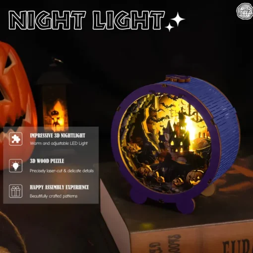 Woodbests - Halloween Castle Kit - 3D Wooden Puzzle Night Light