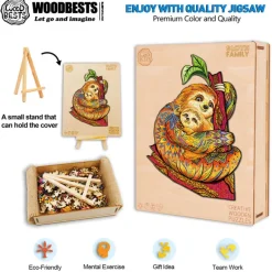 Woodbests - Sloth Family Wooden Jigsaw Puzzle (160-200pcs)