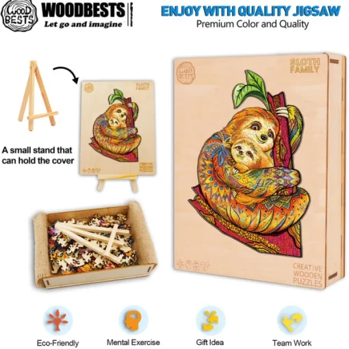 Woodbests - Sloth Family Wooden Jigsaw Puzzle (160-200pcs)