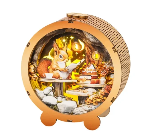 Woodbests - Squirrel's Reading Kit - 3D Wooden Puzzle Night Light